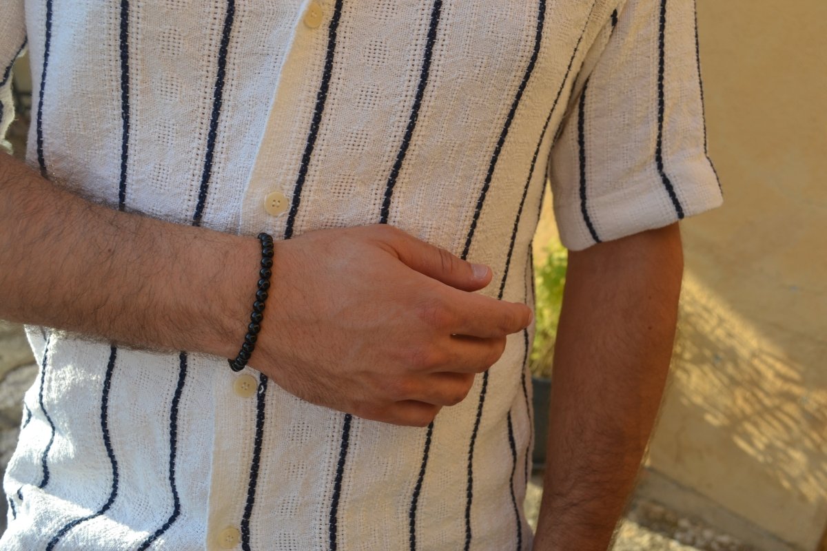 Bracelet en onyx : pierre naturelle de Force intérieure & Protection pour la lithothérapie - Bracelet en Pierre naturelle - Bijoux en Pierre Naturelle