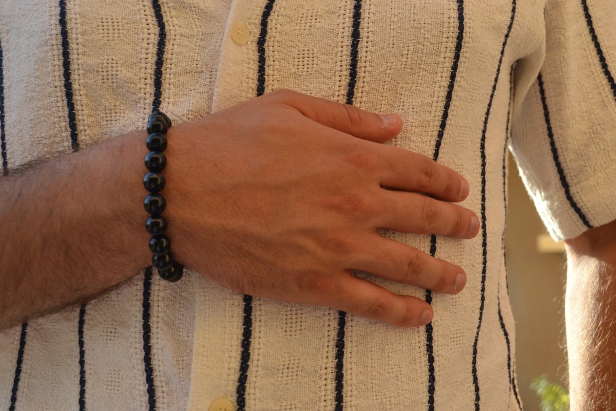 Bracelet en onyx : pierre naturelle de Force intérieure & Protection pour la lithothérapie - Bracelet en Pierre naturelle - Bijoux en Pierre Naturelle