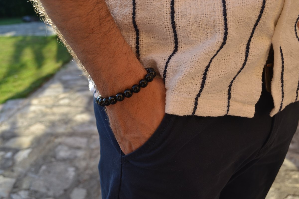Bracelet en onyx : pierre naturelle de Force intérieure & Protection pour la lithothérapie - Bracelet en Pierre naturelle - Bijoux en Pierre Naturelle